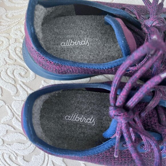 Men's Allbirds Tree Runners Olympus - Maroon with navy sole, Size 8 - Picture 6 of 7